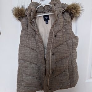 100% cotton shell fur hooded vest